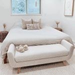 "Simple White Solid Color Padded Accent Bench with Armrest in Lumber, 39.4"L x 17.7"W x 21.7"H"