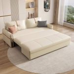 "Tear Resistant Sleeper Sofa with Round Arm and Locker Storage, 47"L x 31.5"W x 35.5"H, Sponge"