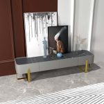 "79" Modern Gray TV stand Stone Top Minimalist Media Console with Drawers in Large"