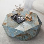"Hexagon Ink Slate Single Side Table with Scratch-durable Abstract Base for Foyer, Black"