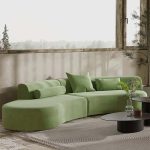 "109" 2-Piece Curved Velvet Sectional Sofa with Pillows"