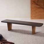 "Ash Casual Midnight Black Solid Color Sitting Bench Indoor with Cushioned Seat"