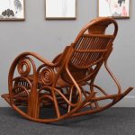 "Contemporary Cane Rocking Armchair with Track Arm, Rosewood"