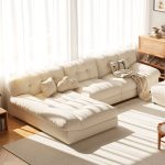 "Button-tufted Sofa Chaise, Left Orientation, L-Shape, Abrasive Cloth, 138"L x 69"W x 32"H"