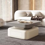 "Solid Coffee Table with 2 Drawers Storage Square Living Room"