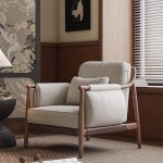 "Contemporary Ivory Arm Chair with Solid Color Pattern, Pillow Back, and Arms Including Pillow, Cotton and Linen, 33"L x 33"W x 32"H"