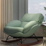 "Chalk Simple Upholstered Rocking Chair with Scratch-tolerant Padded Recessed Arm and Rear, Beige, Rocking Chair"