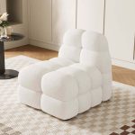 "Modern Off-White Cream Boucle Accent Chair Cloud Lounge Chair Soft Cushion"