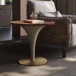 "Glamorous Wooden Rounded Pedestal Chairside Table with Tray Top, 19.7"L x 19.7"W x 19.7"H, Natural"
