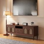 "Shiny Retro Ink Lumber TV Stand with 2 Drawers and 2 Cabinets, 59"L x 16"W x 23"H"