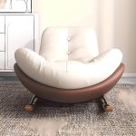 "Art Deco Grey Front Porch Rocking Chairs with Scratch-defiant Upholstery, Gray"