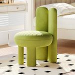 "Convertible Wooden Vanity Stool with Upholstered Seat and Storage - Green"