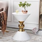 "Modern Round White End Table of Hourglass Fiberglass in Small"