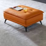 "Modern Standard Rectangle Ottoman in Genuine Leather with Metal Frame for Sleek Style and Durability - 35.5"L x 27.5"W x 16.5"H Dark Green 4 Piece Set"