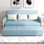 "King Size Sleeper Futon Bed with Round Arm, Locker Storage, Sponge Fill, Stitch-tufted, Seats 3, and 3 Pillows, 71"L x 35.5"W x 37"H, Solid Wood"