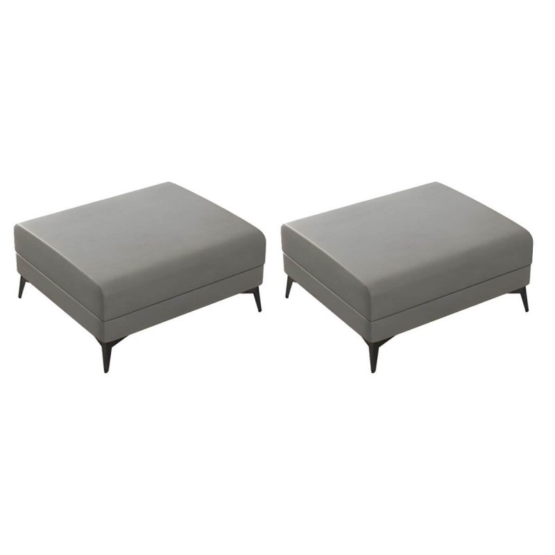 "Modern Faux Leather Rectangle Footstool with Wood Frame for Stylish Comfort - Beige-Coffee 2 Piece Set"