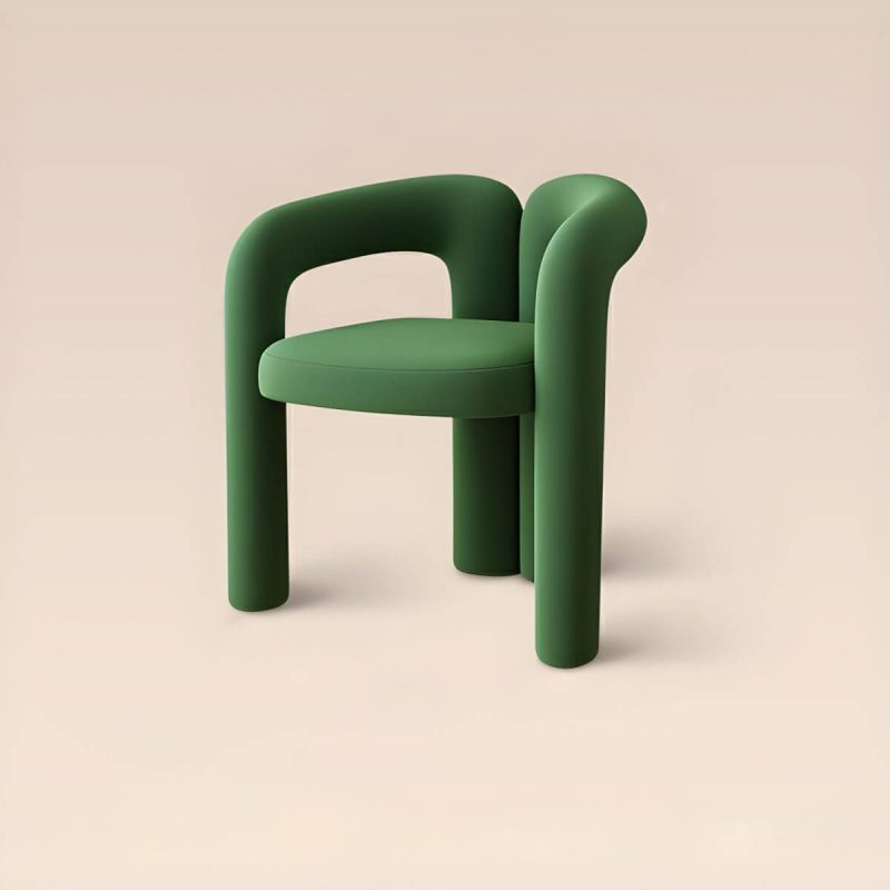 "Modern Solid Color Vanity Stool with Straight Legs, Back and Lint Upholstered - Green"