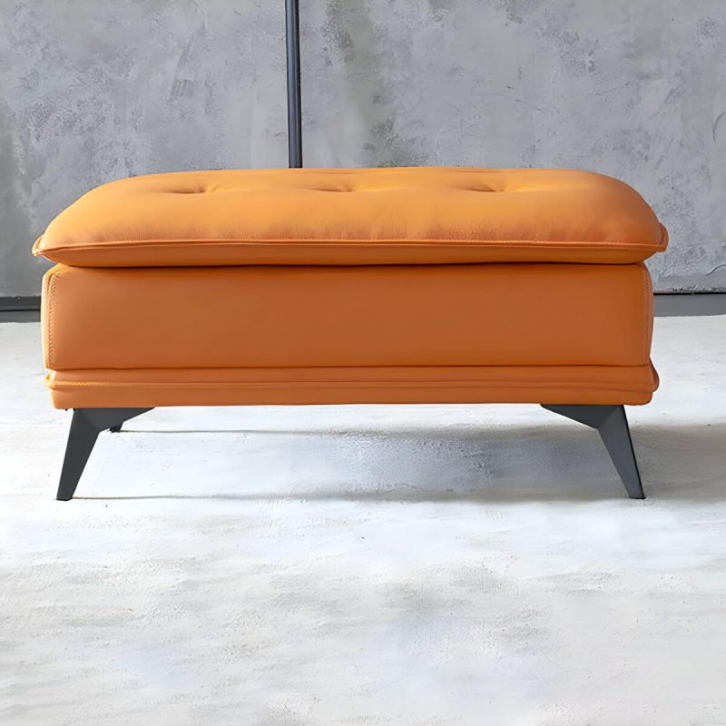 "Modern Standard Rectangle Ottoman in Genuine Leather with Metal Frame for Sleek Style and Durability - 35.5"L x 27.5"W x 16.5"H Blue 4 Piece Set"