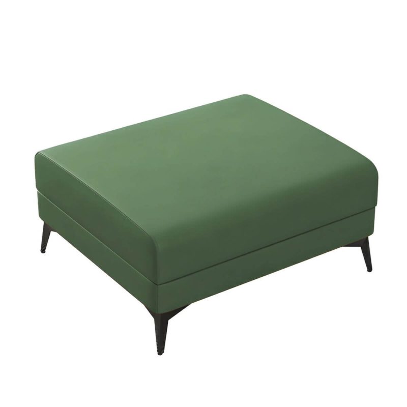 "Modern Faux Leather Rectangle Footstool with Wood Frame for Stylish Comfort - Army Green 1 Piece"