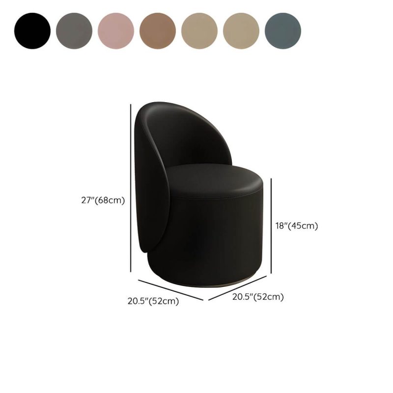 "Dimension of Modern Upholstered Vanity Stool with Swivel Back and Tall Height for Comfort - Microfiber Leather 1 Piece Dark Gray"