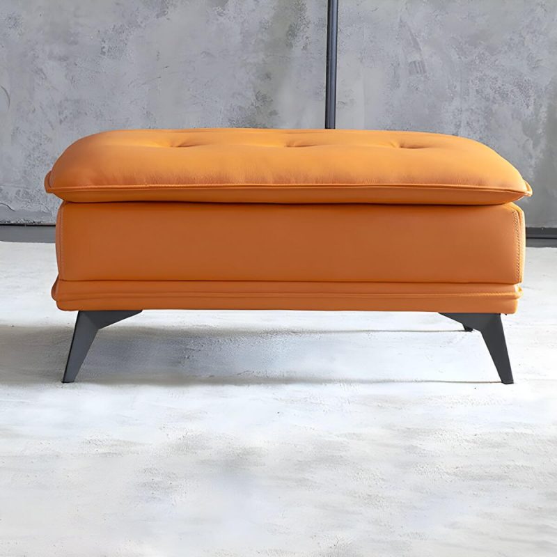 "Modern Standard Rectangle Ottoman in Genuine Leather with Metal Frame for Sleek Style and Durability - 35.5"L x 27.5"W x 16.5"H Dark Green 4 Piece Set"