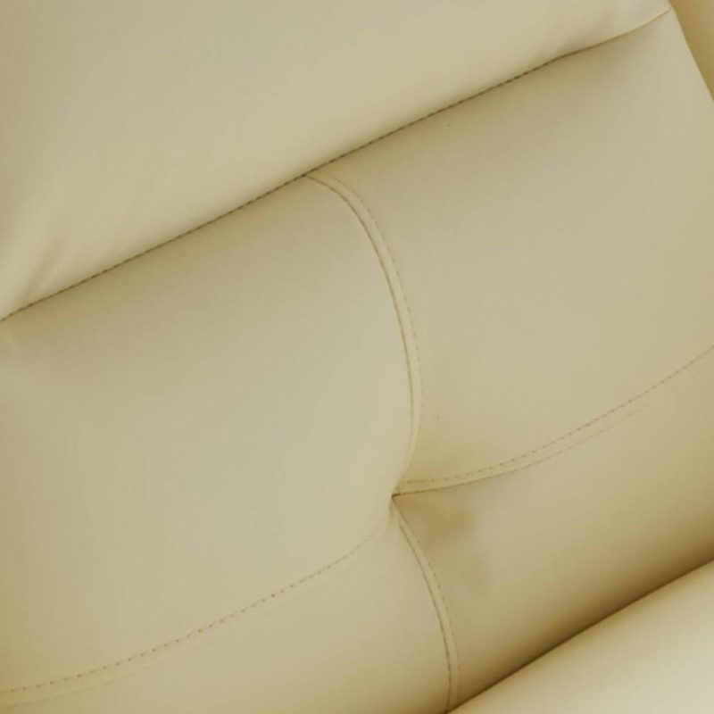 "Simple Solid Color Reclining Accent Chair with Ottoman, Cushion Back, Cream Upholstery, and Armrest, Leather, 31.5"L x 31.5"W x 32.7"H, Beige/ Coffee, Accent Chair & Ottoman"