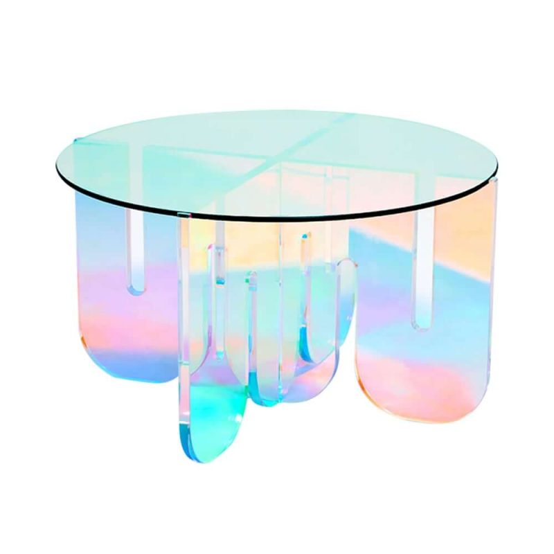"Iridescent Transparent Acrylic Modern Design Fashionable Round Coffee Table"