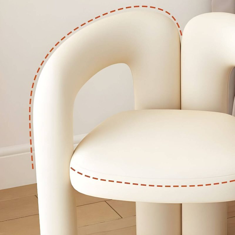 "Modern Solid Color Vanity Stool with Straight Legs, Back and Lint Upholstered - Green"