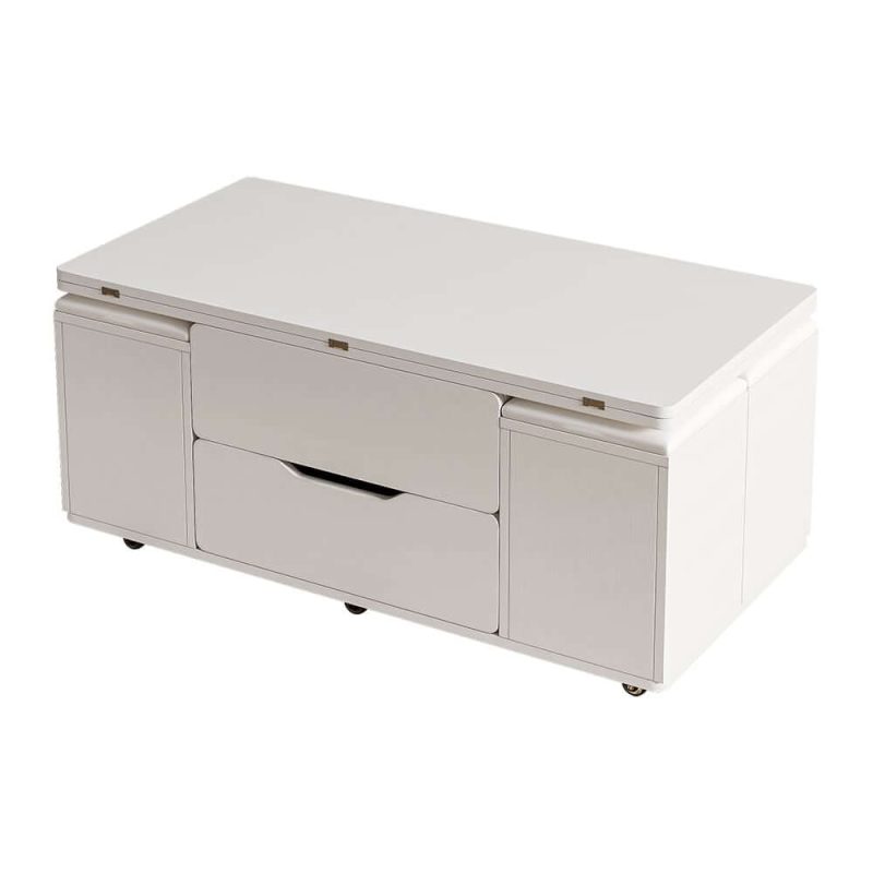 "39" Lift-Top Foldable Coffee Table with 4 Stools & Storage"