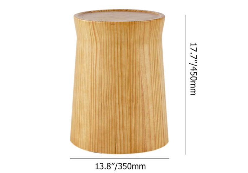 "Dimension of Small Cottage Round Wood Side Table Tray Top in Beige End Table"
