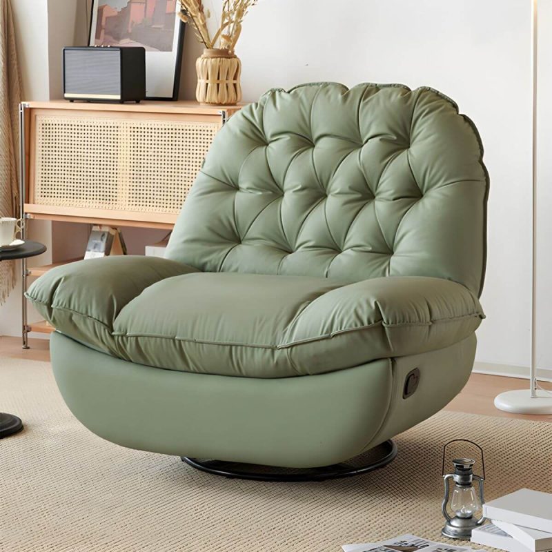 "Modern Standard Recliner with Tufted Design and Arm Compartment Storage - Mint Green Standard (No Motion)"