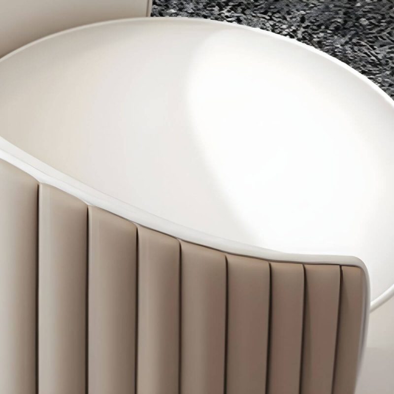 "Contemporary Round Vanity Stool with Faux Leather Upholstered for Bedroom - 2 Piece Set Grey Swivel"