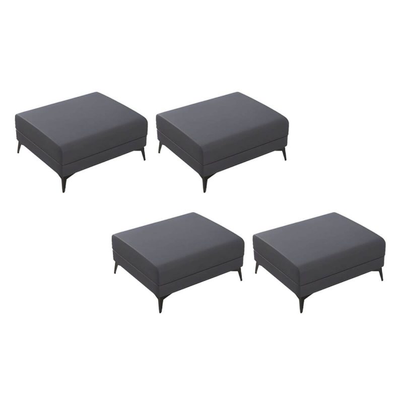"Modern Faux Leather Rectangle Footstool with Wood Frame for Stylish Comfort - Dark Gray 4 Piece Set"