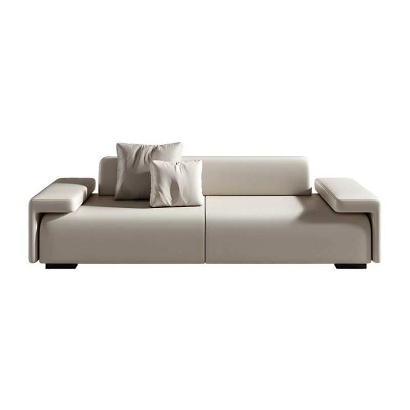 "Modern Solid Color Leather Upholstered Bedroom Bench with Arms - 71"L x 18"W x 22"H Grey With Back"