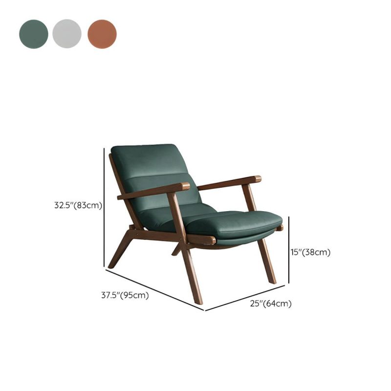 "Dimension of Comfortable and Stylish Recliner Chair with Removable Cushions and Wood Legs - Sponge Cotton and Linen Deck Chair Gray"