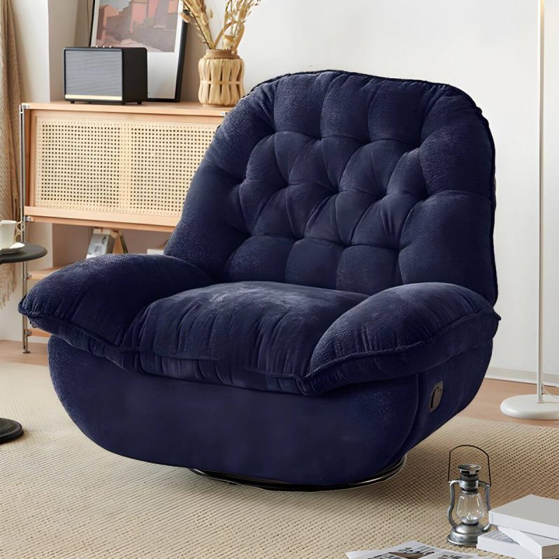"Modern Standard Recliner with Tufted Design and Arm Compartment Storage - Blue Standard (No Motion)"