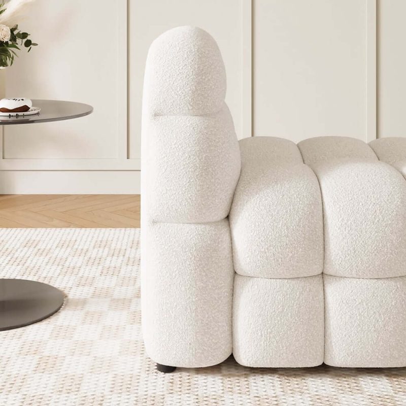 "Modern Off-White Cream Boucle Accent Chair Cloud Lounge Chair Soft Cushion"