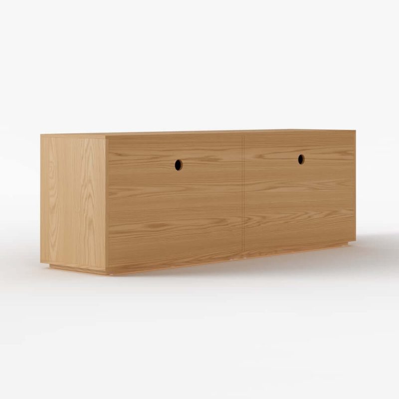 "70.9" Natural Wood Tall TV Stand with Storage"