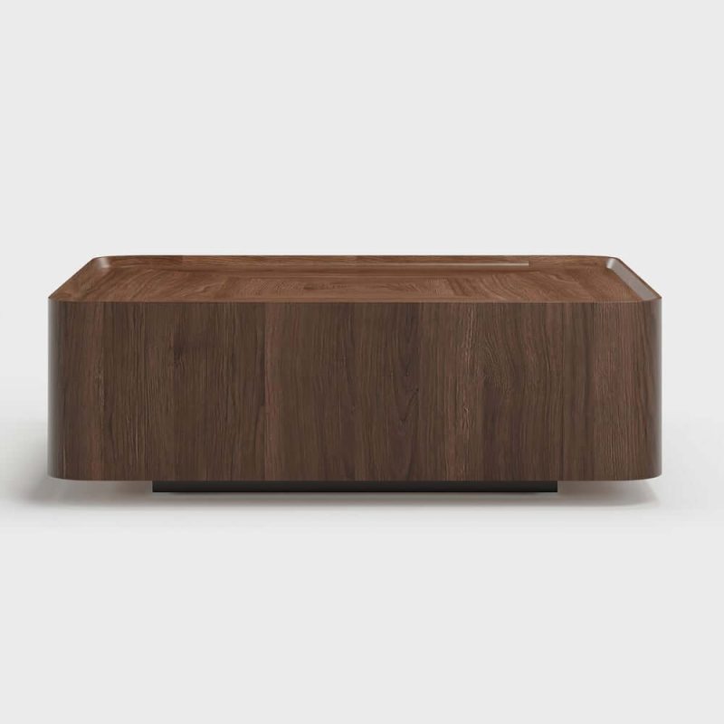 "35" Square Walnut Mid Century Coffee Table with Storage"