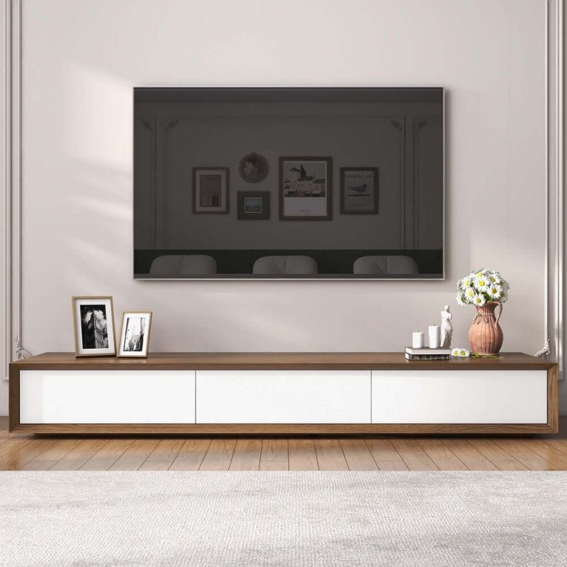 "Morami Modern 1800mm White TV Stand Rectangle Media Stand TV Console with 3 Drawers"