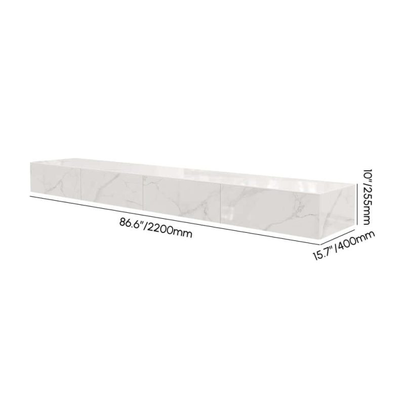 "Dimension of 87" Sintered Stone TV Stand with 4 Drawers"
