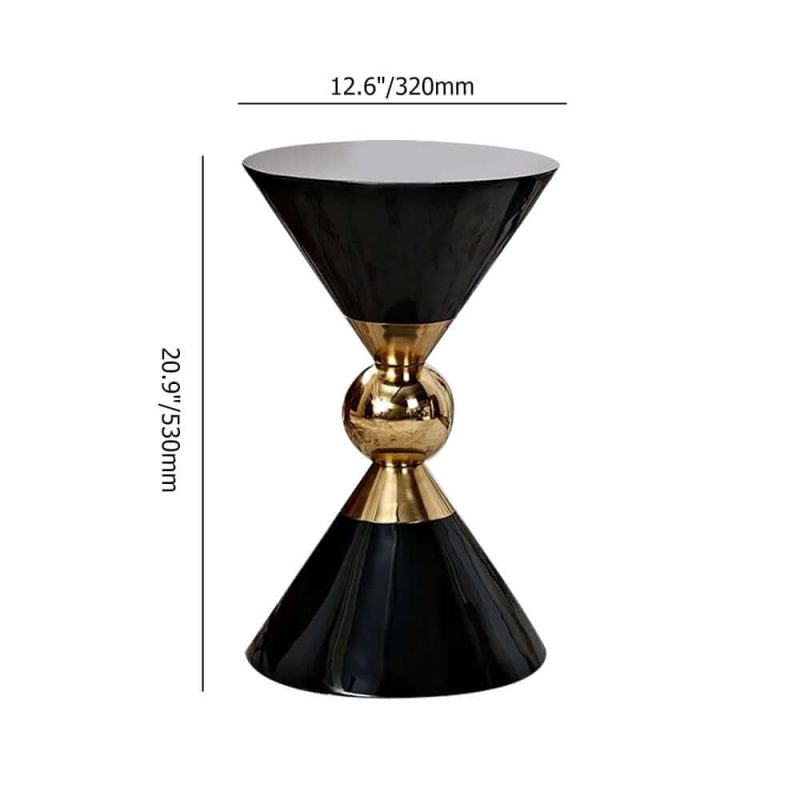 "Dimension of Modern Round White End Table of Hourglass Fiberglass in Small"
