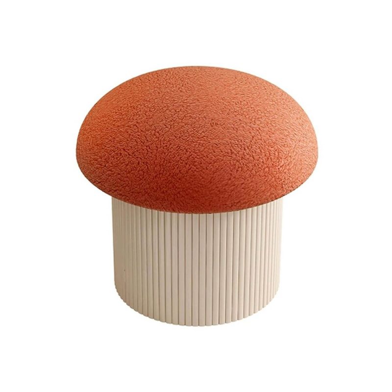 "Upholstered Swivel Vanity Stool with Storage, Metal Frame, and Tall Height - Orange"