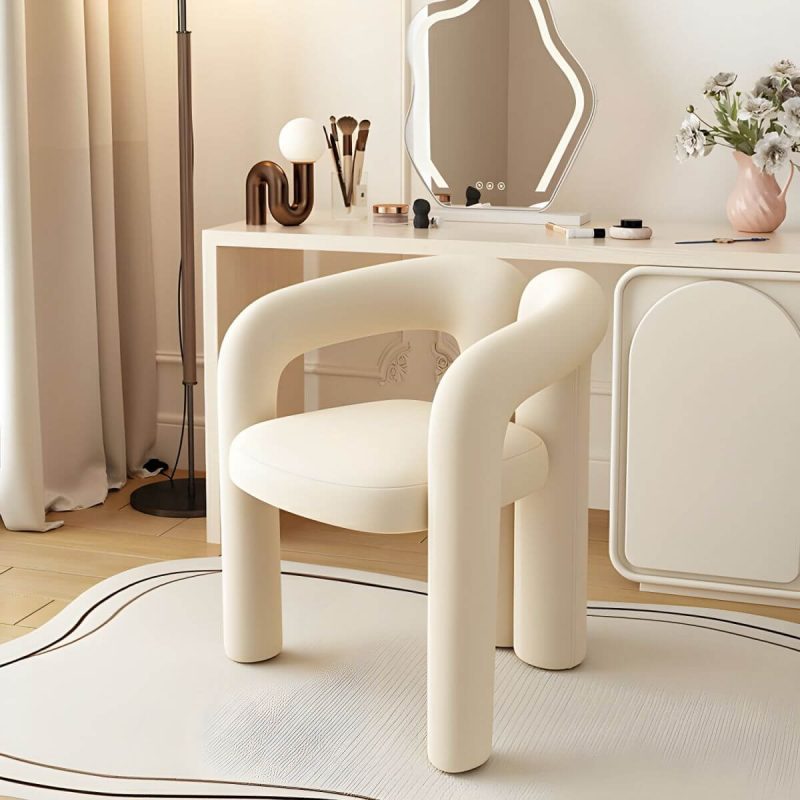 "Modern Solid Color Vanity Stool with Straight Legs, Back and Lint Upholstered - Green"