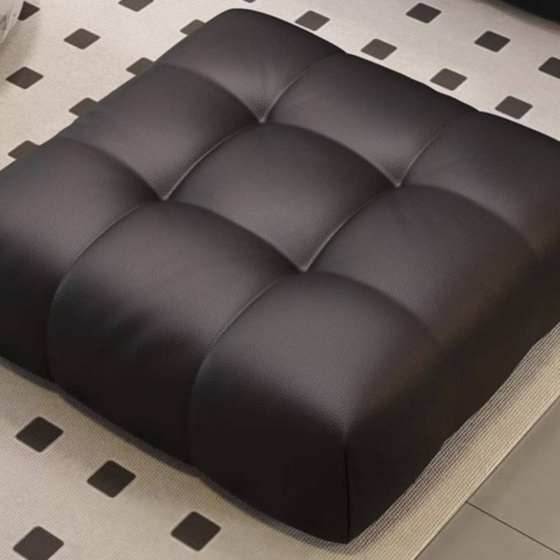 "Minimalist Solid Color Square Standard Ottoman in Midnight Black with Lumber Frame and Button-tufted Detail, 35.5"L x 35.5"W x 16"H"
