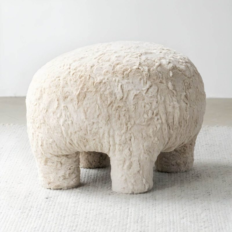 "Modern Upholstered Accent Stool with Metal Legs and Storage Not Included - Cream 27"L x 24"W x 18"H"