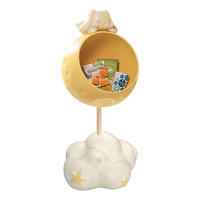 "Cute Flying Rabbit Side Table with Open Storage Floor Resin Bunny End Table"