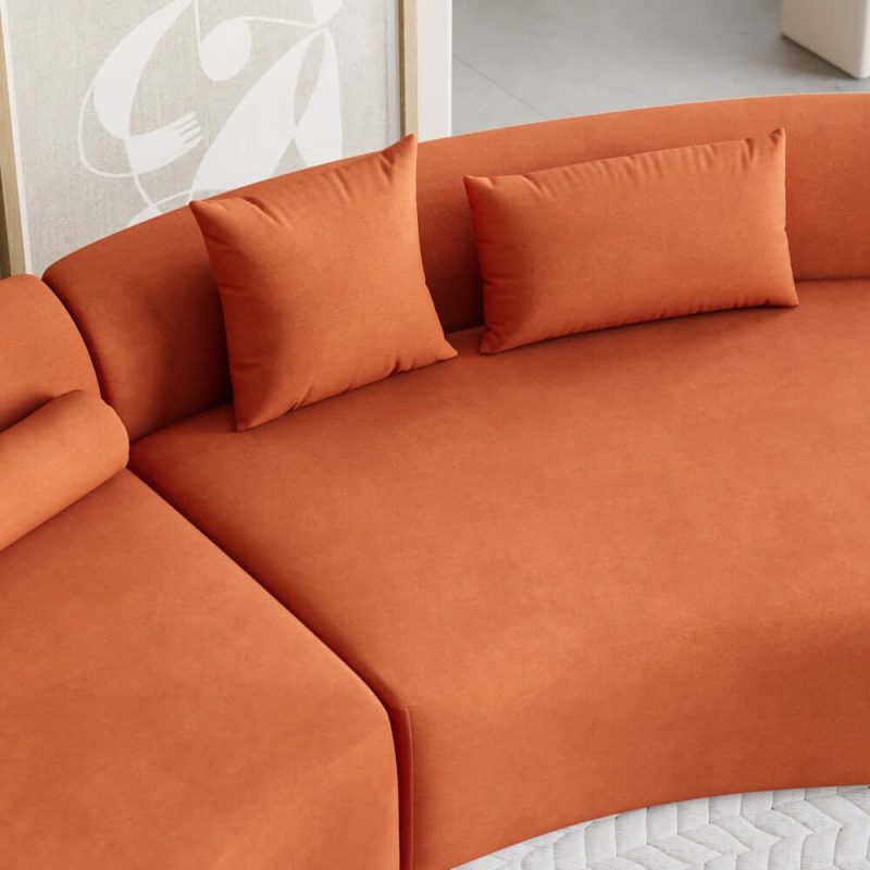 "109" 2-Piece Curved Velvet Sectional Sofa with Pillows"