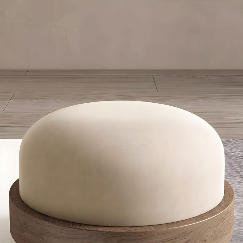 "Modern Flannel Round Ottoman in Small Size for Stylish and Functional Home Decor - Non-Detachable and Nonwashable Brown 2 Piece Set"
