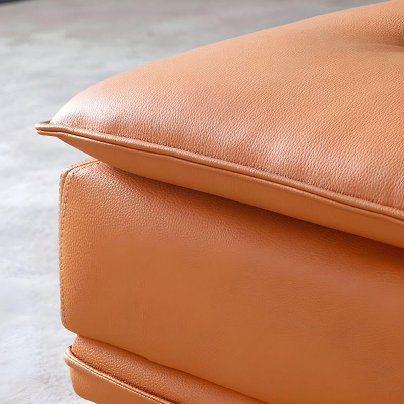 "Modern Standard Rectangle Ottoman in Genuine Leather with Metal Frame for Sleek Style and Durability - 35.5"L x 27.5"W x 16.5"H Gray 4 Piece Set"